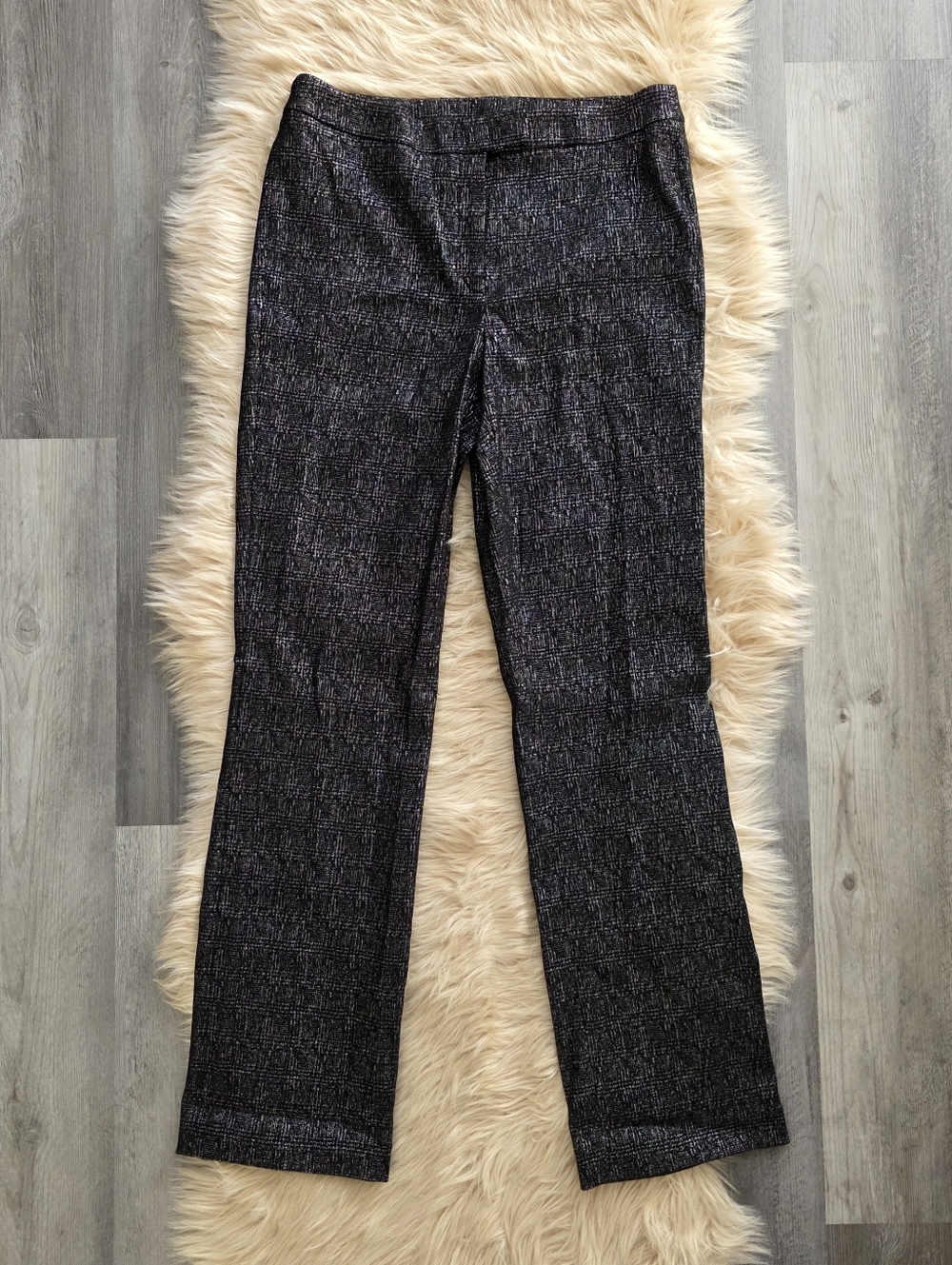 Anne Klein Straight Leg Dress Pants Black And Silver Women's Size 12